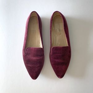 Gianni Bini Cranberry Slip On Pointed Toe Velvet Flats Shoes